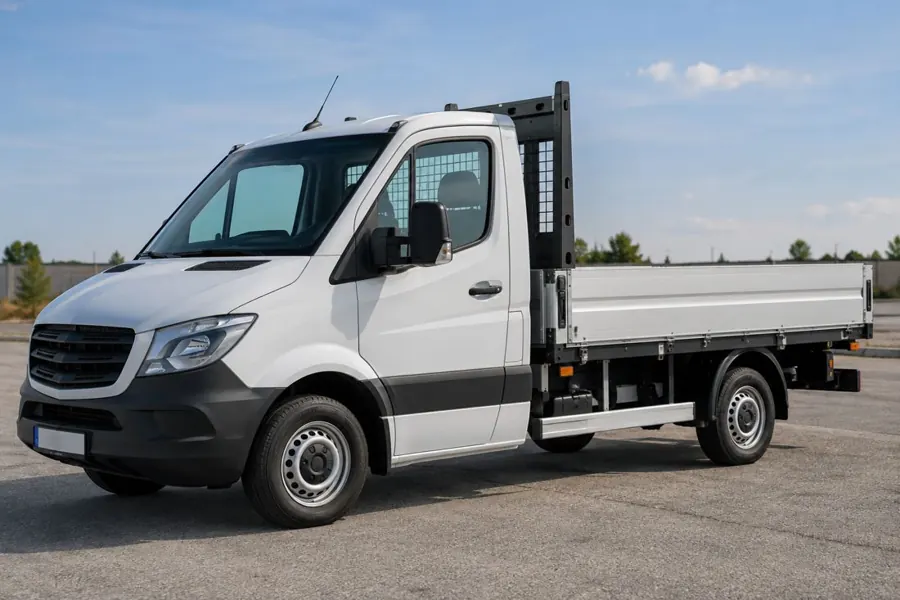 Transporter mit Pritschenaufbau und Ladegitter
